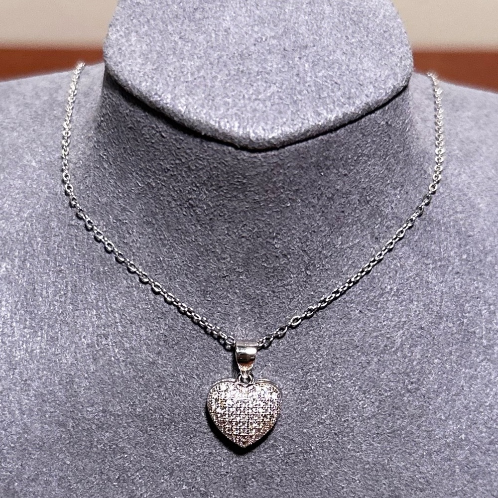 925 Solid Sterling Silver Heart Necklace